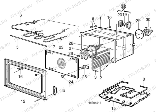 Взрыв-схема комплектующей Husqvarna Electrolux QSG653 - Схема узла H10 Main Oven Cavity (large)